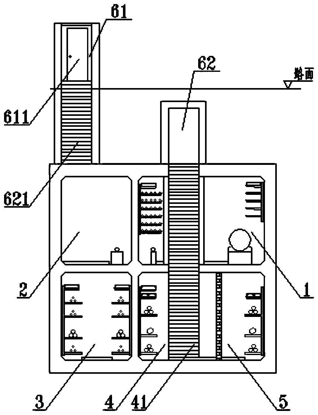 Double-layer comprehensive pipe gallery of common personnel passageway