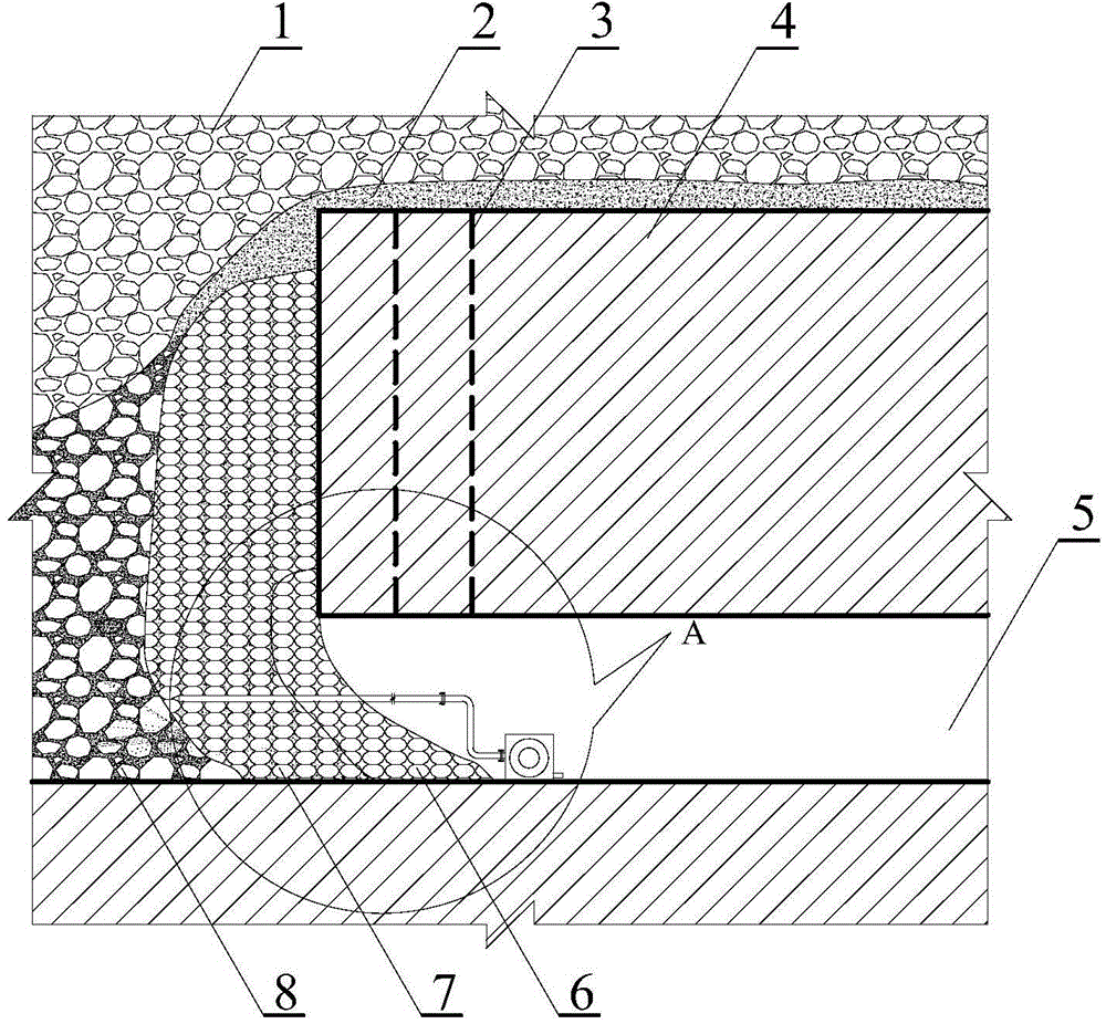 Stope debris flow treatment method in caving mining method and device thereof