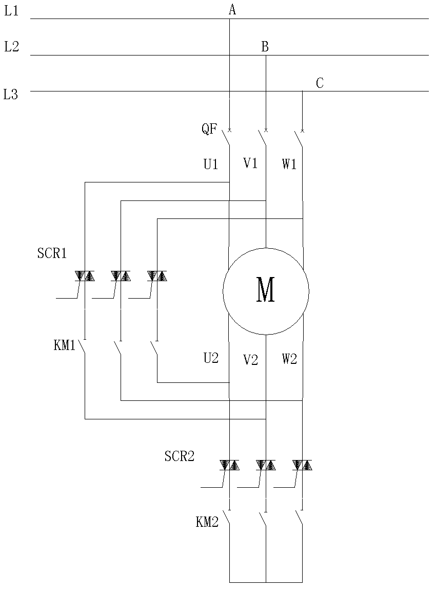 Sensing motor star corner soft startup control method based on controlled silicon and device thereof
