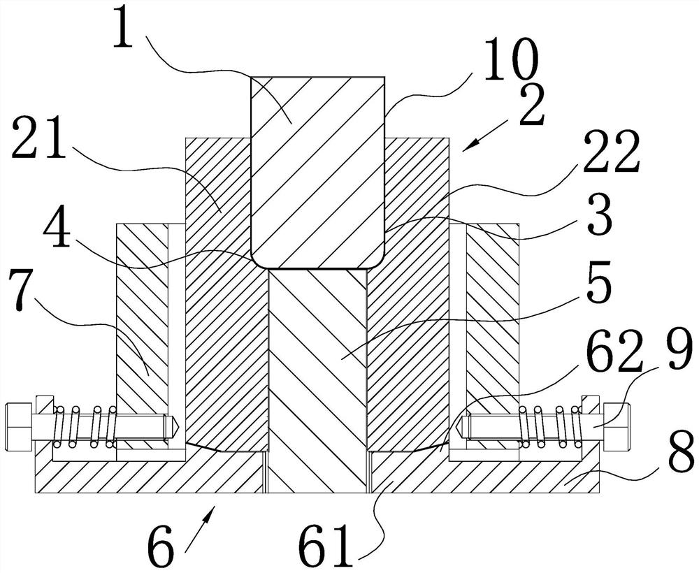 A continuous metal mold split-type bending structure and bending forming method thereof