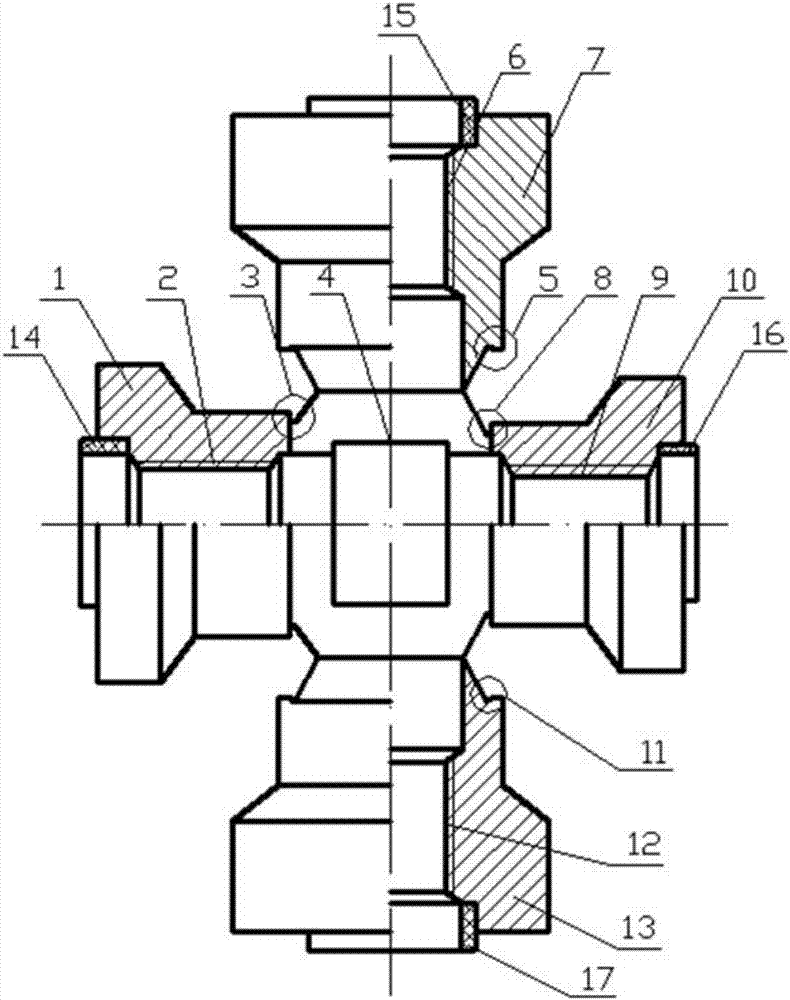 Four-way multifunctional seal high-lock nut and machining method thereof