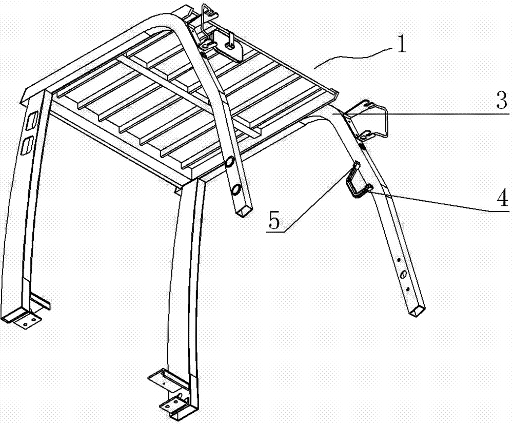 Handle mounting structure of overhead guard of forklift