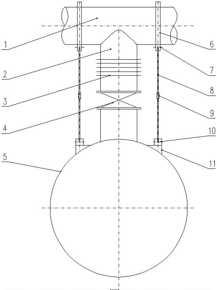 Hot air duct triangular flexible large tie rod device