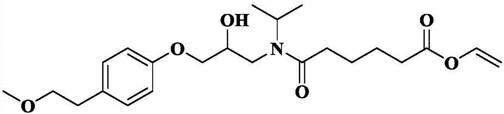 Method for on-line synthesis of N-(5-vinyl ester valeryl) metoprolol through catalysis by lipase