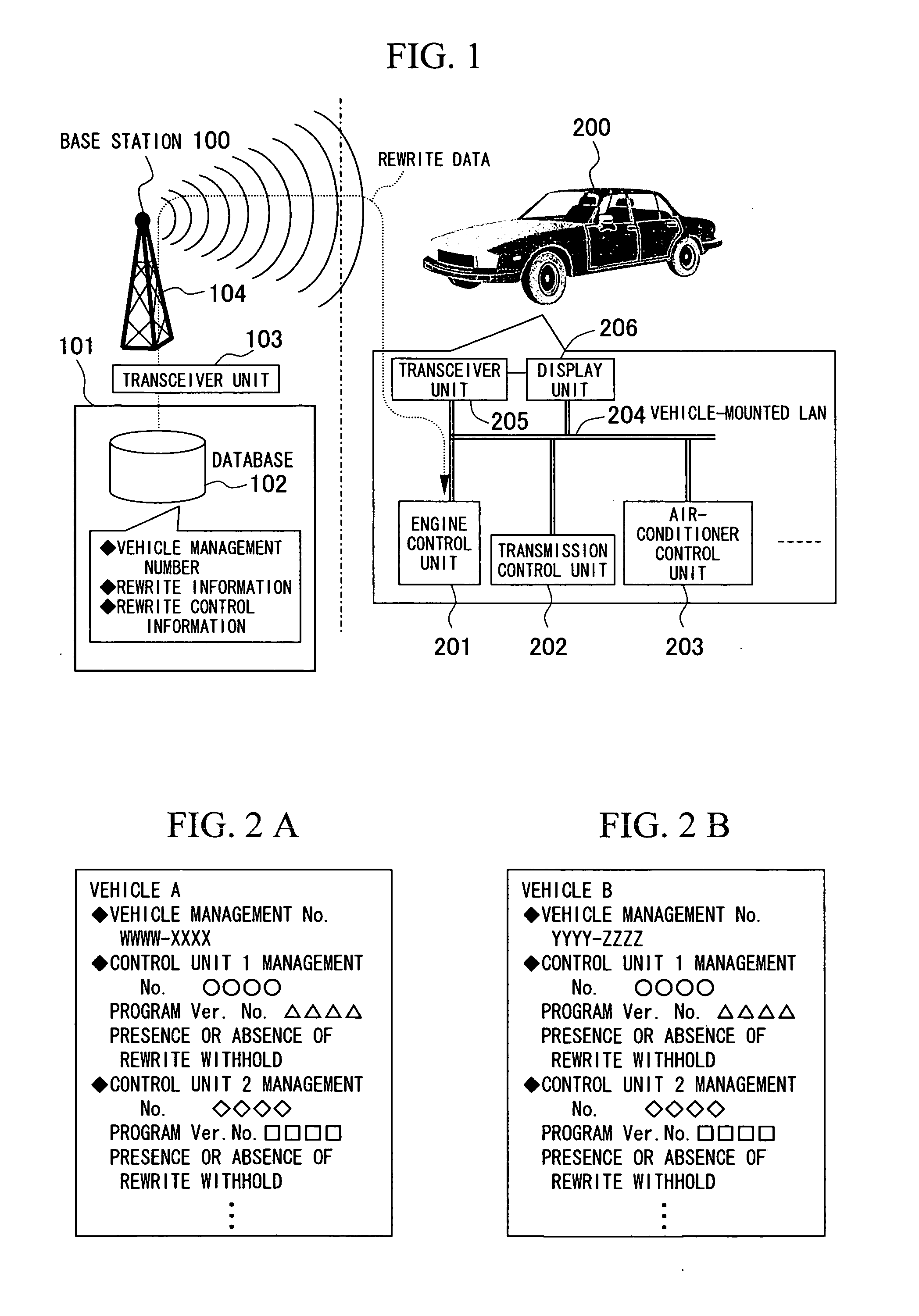 Information updating method of vehicle-mounted control apparatus, update information communication system, vehicle-mounted control apparatus, and information management base station apparatus