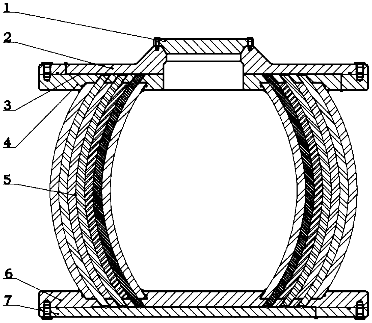 Barrel-shaped laminated pressure-resistant device for deep sea diving and forming process thereof