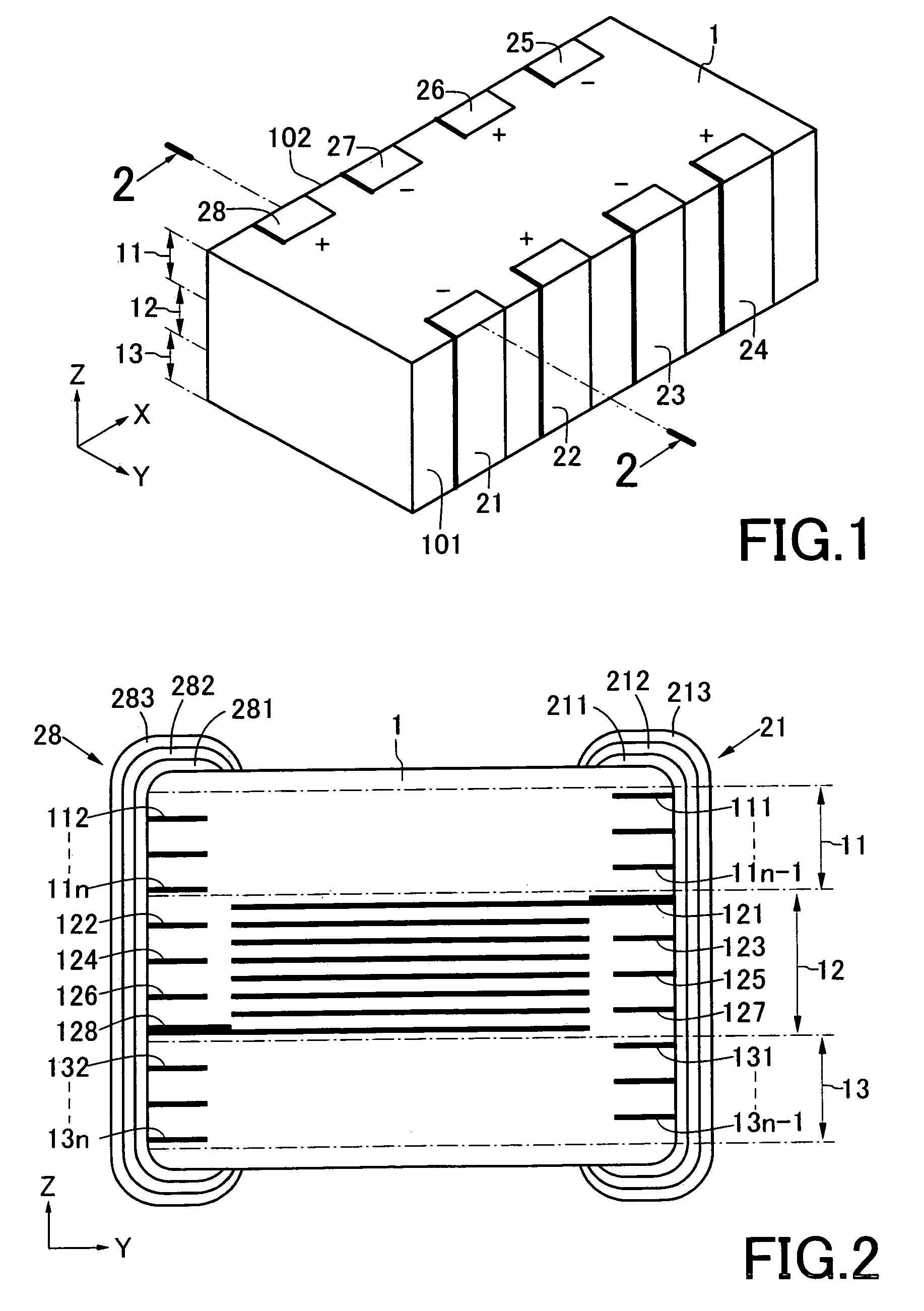 Multi-terminal type laminated capacitor