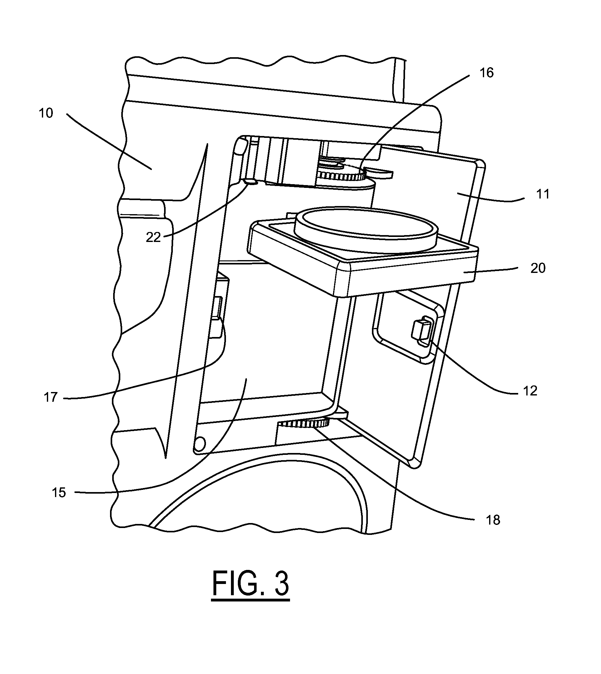 Retracting storage tray system with locking trunnion