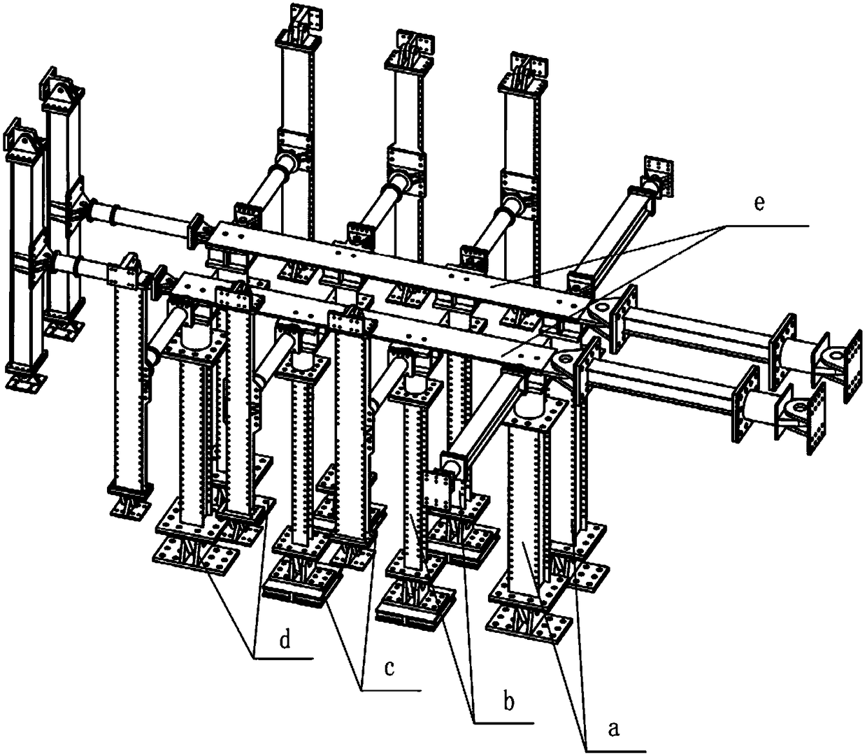 Adjustable stiffness support system for aircraft vertical stabilizer-fuselage strength testing