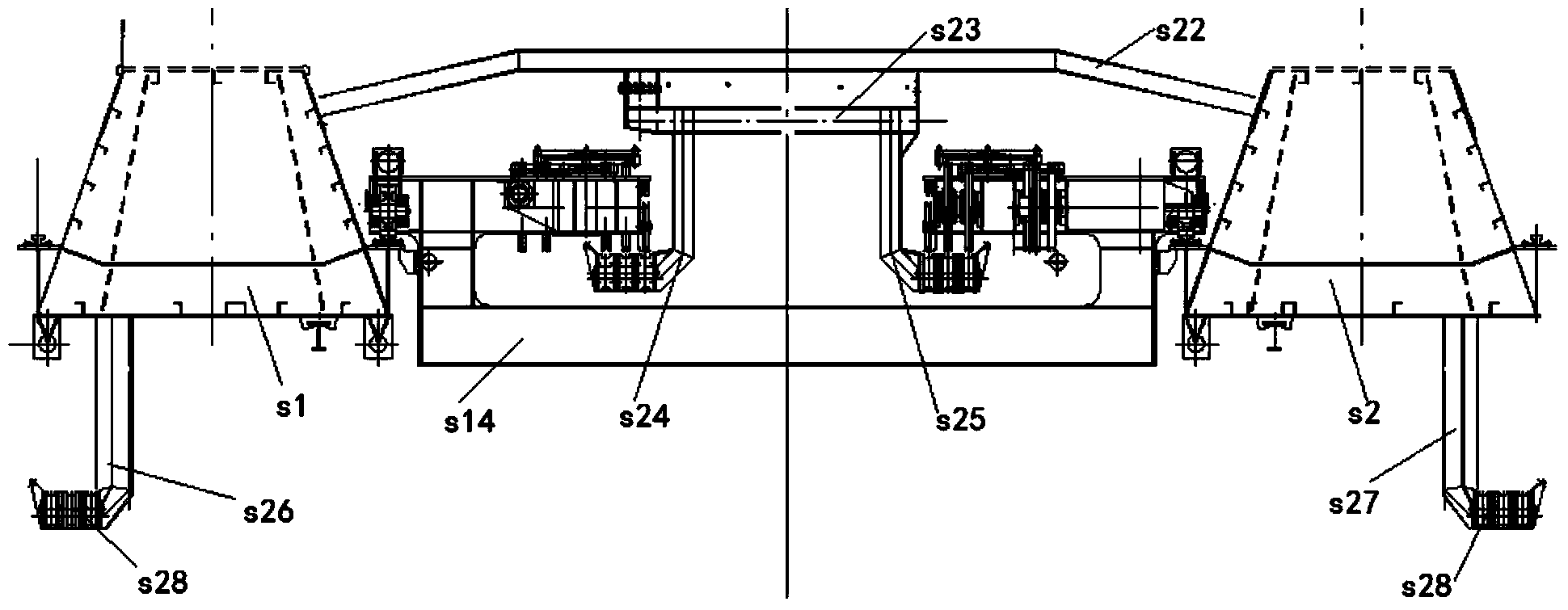 Traversing type double-trolley system and traversing type multi-trolley system