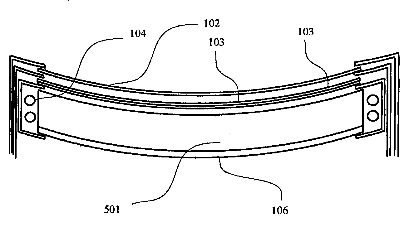 Curved Liquid-Crystal Display Device and Backlight Used for Curved Liquid-Crystal Display Device