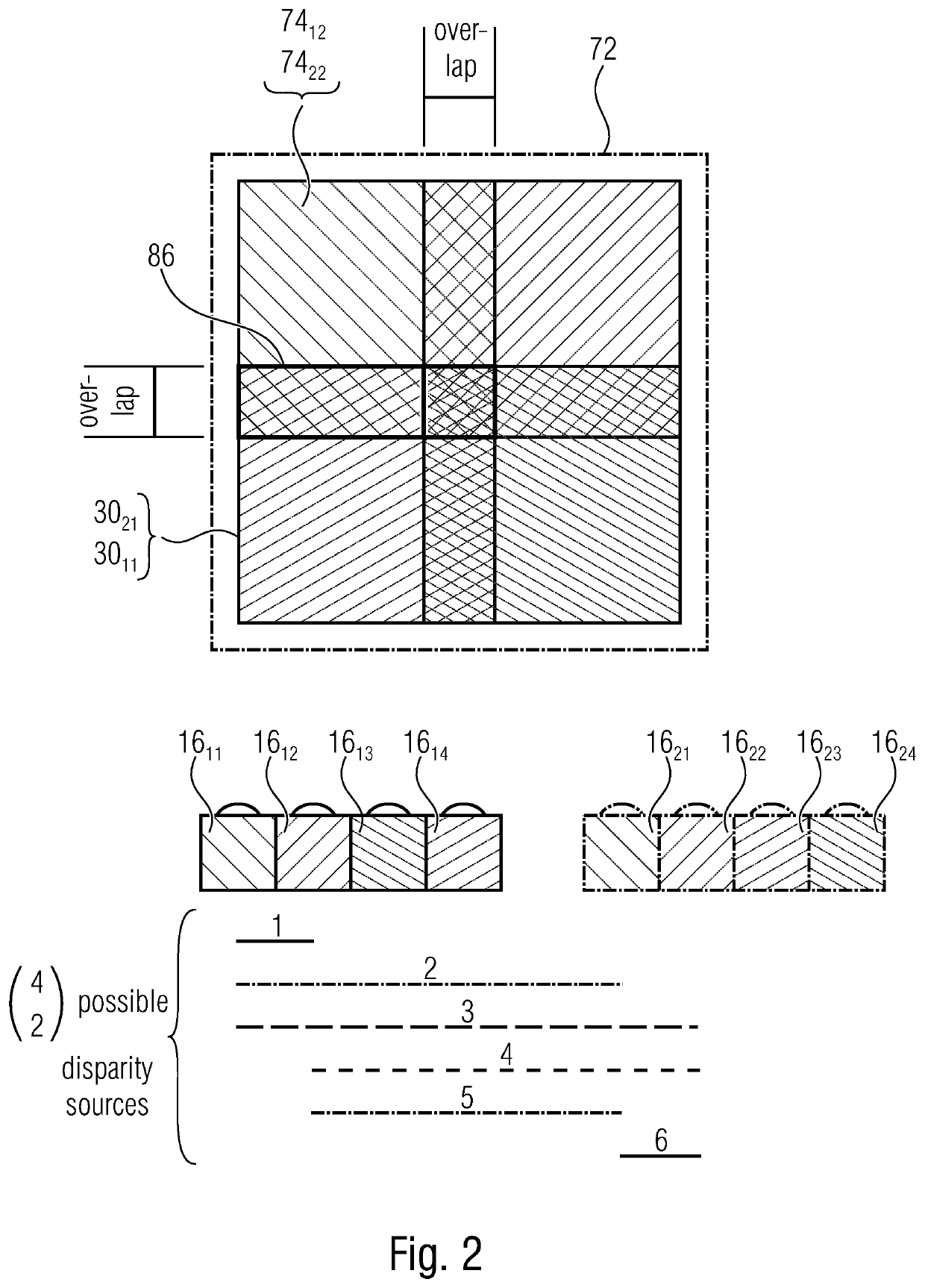 3D multi-aperture imaging devices, multi-aperture imaging device, method for providing an output signal of a 3D multi-aperture imaging device and method for capturing a total field of view