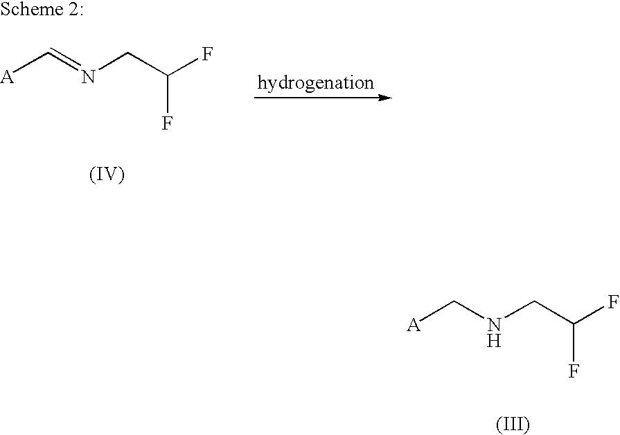 Method for producing 2,2-difluoroethylamine derivatives by imine hydrogenation