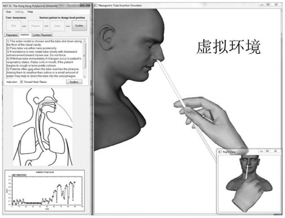 Intelligent immersed teaching system and device used for nasogastric tube operating training