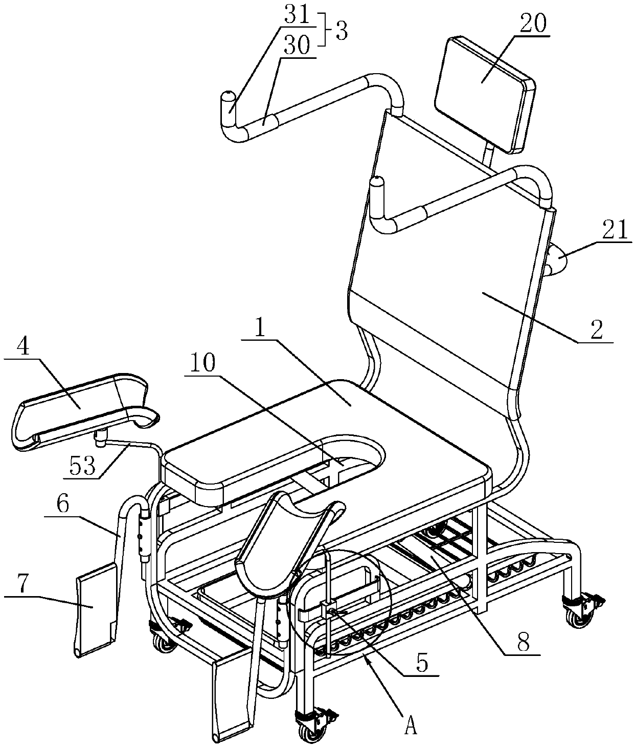 Sitting-type delivery chair with adjustable inclination angles