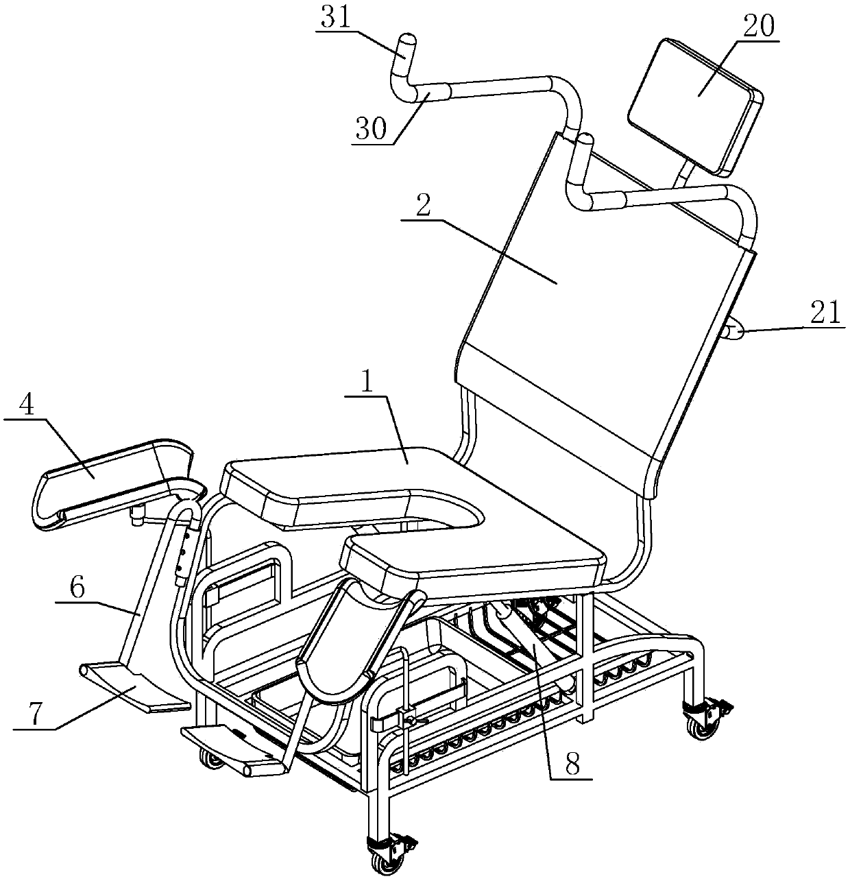 Sitting-type delivery chair with adjustable inclination angles
