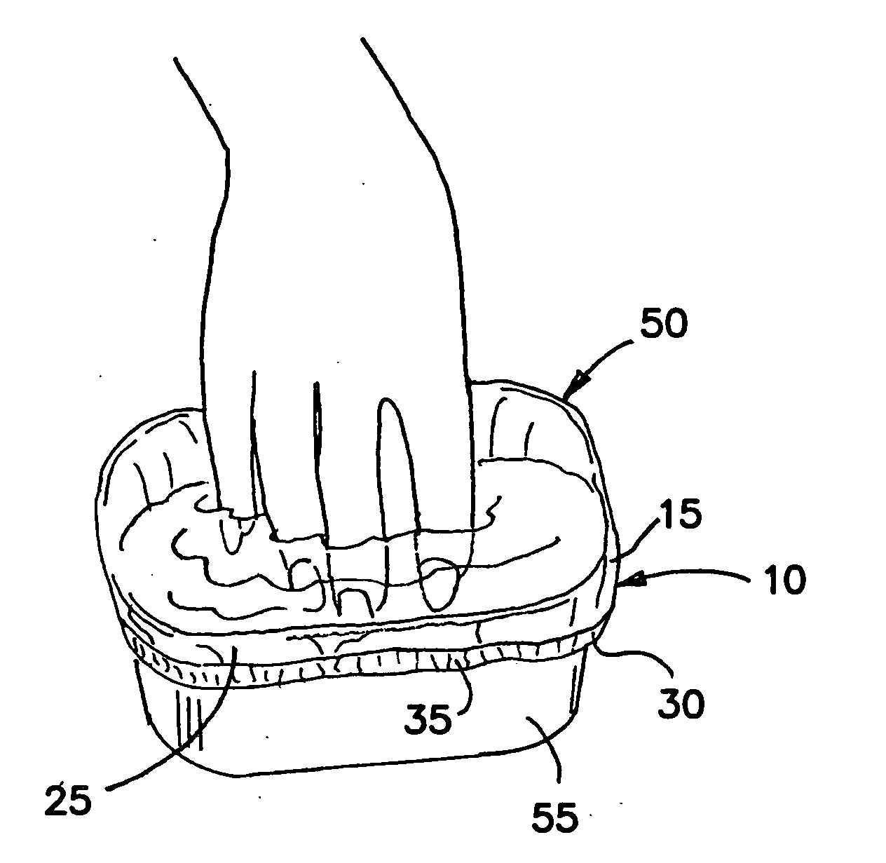 Hand and foot bath liners with solution bubble