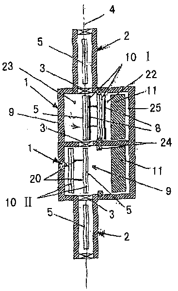 Transport device in a facility for processing substrates