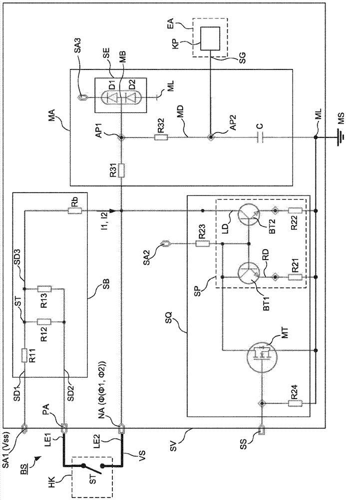 Circuit device and method for ascertaining a state of a locking conductor loop