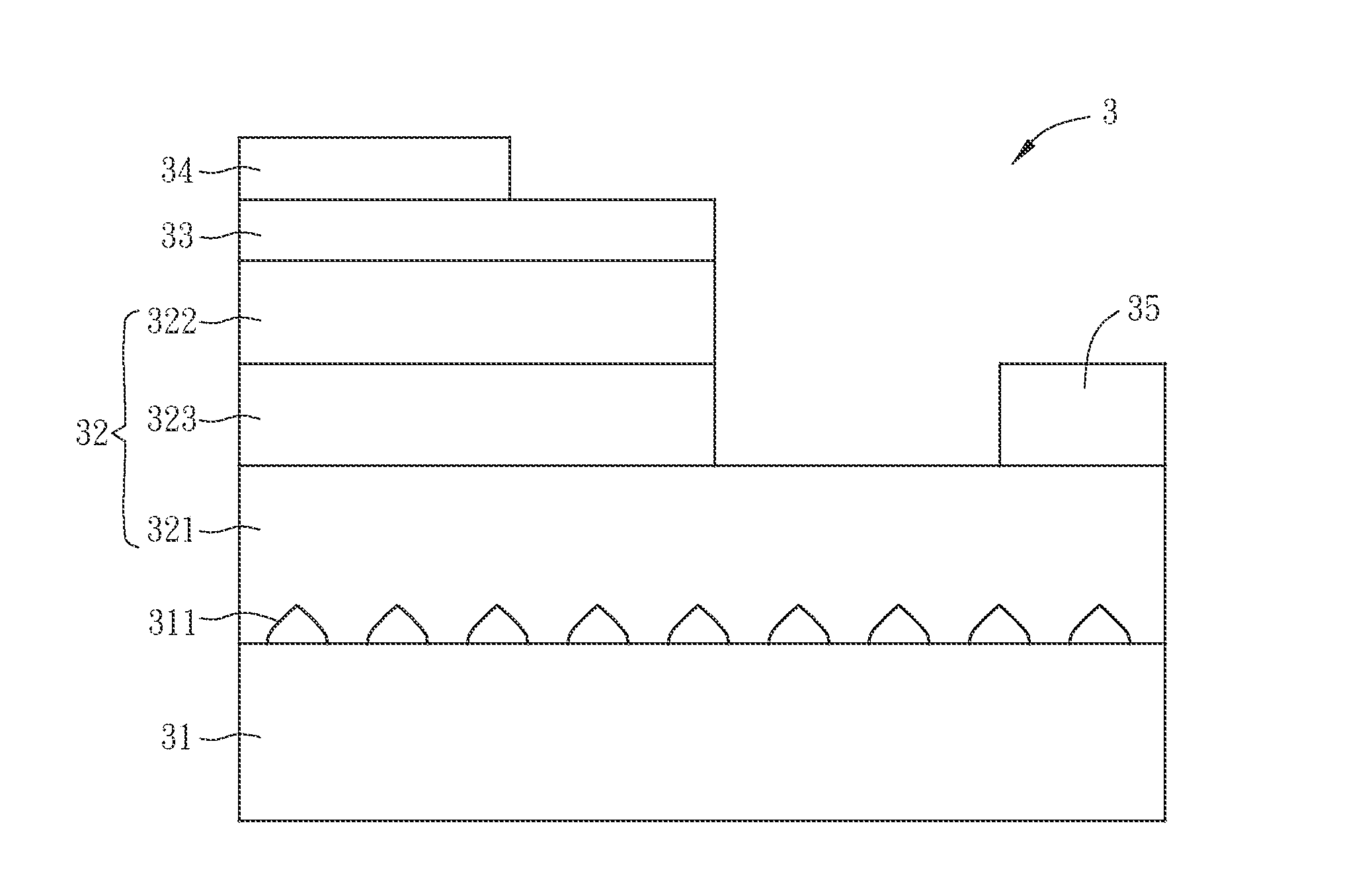 Patterned substrate and electro-optical semiconductor element