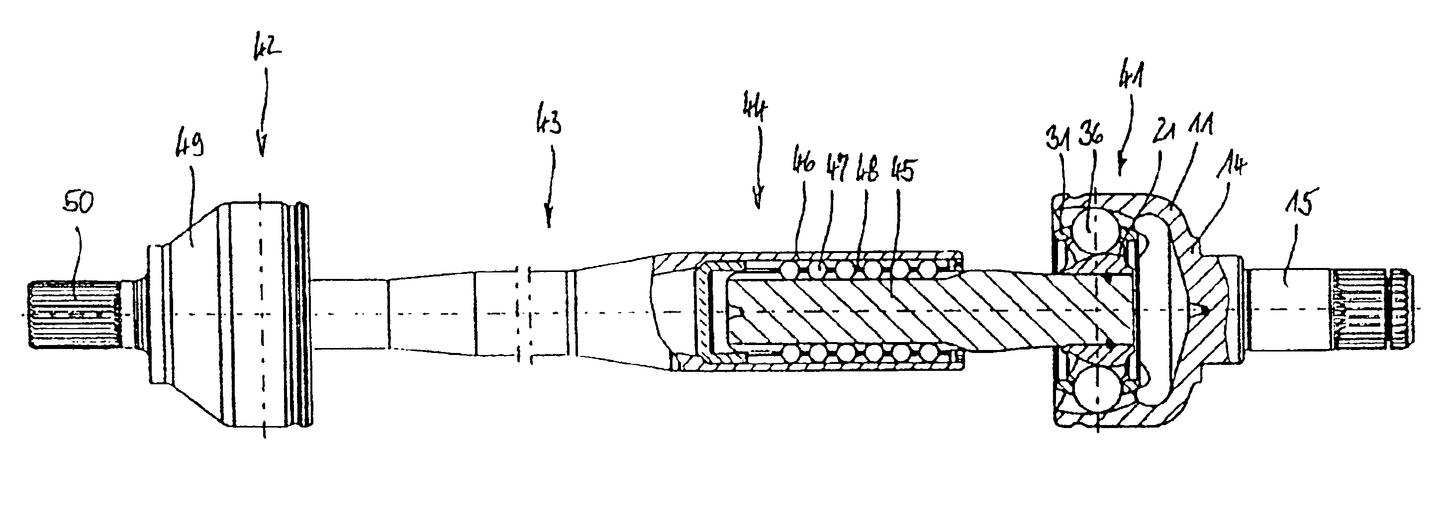 Driveshaft with counter-track joint