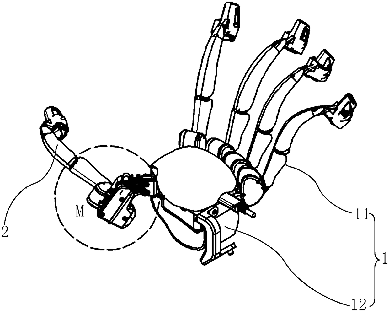 Hand mechanical exoskeleton device