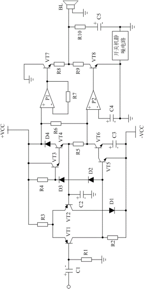 Low-distortion power amplifier system based on switch-on/switch-off squelch circuit