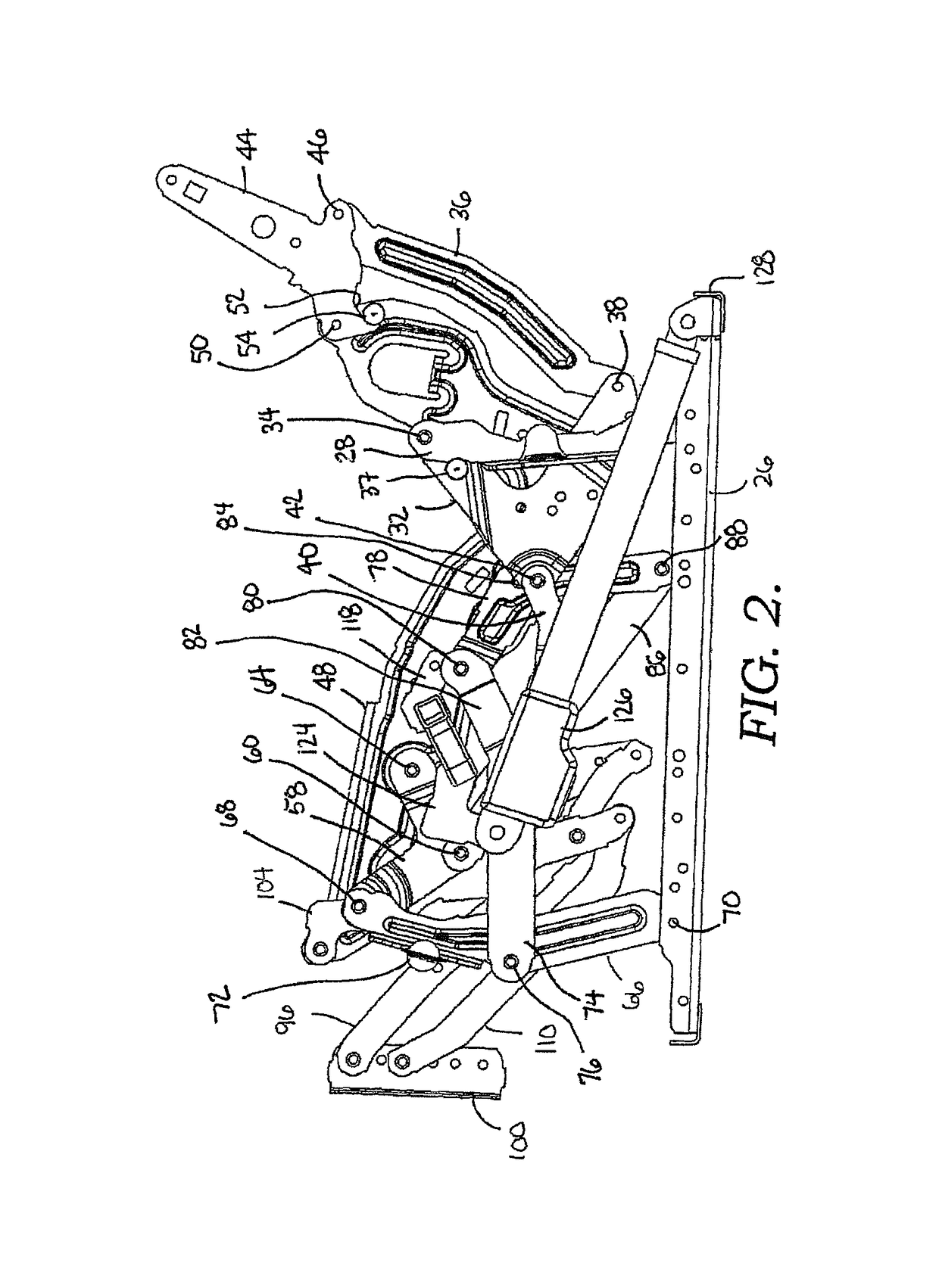 Zero-wall clearance linkage mechanism with power seat drive