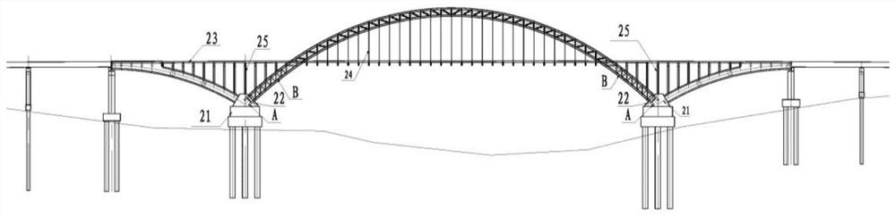 Structure for preventing concrete-filled steel tube arch bridge arch foot steel tube outer wrapped concrete from cracking