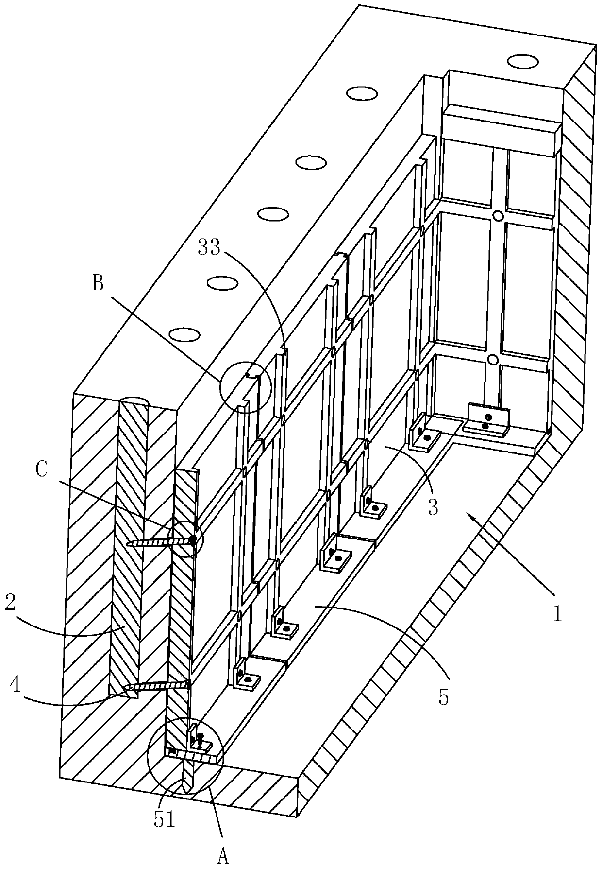 Foundation pit supporting structure and earth excavation construction method