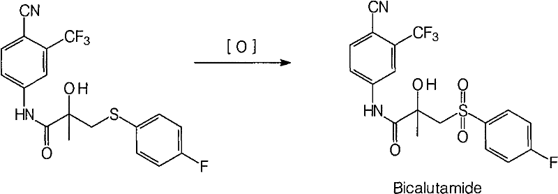 Method for preparing bicalutamide from N-(4-cyano-3-trifluoromethylphenyl)-3-(4-fluorophenylsulfenyl)-2-hydroxy-2-methyl-propanamide