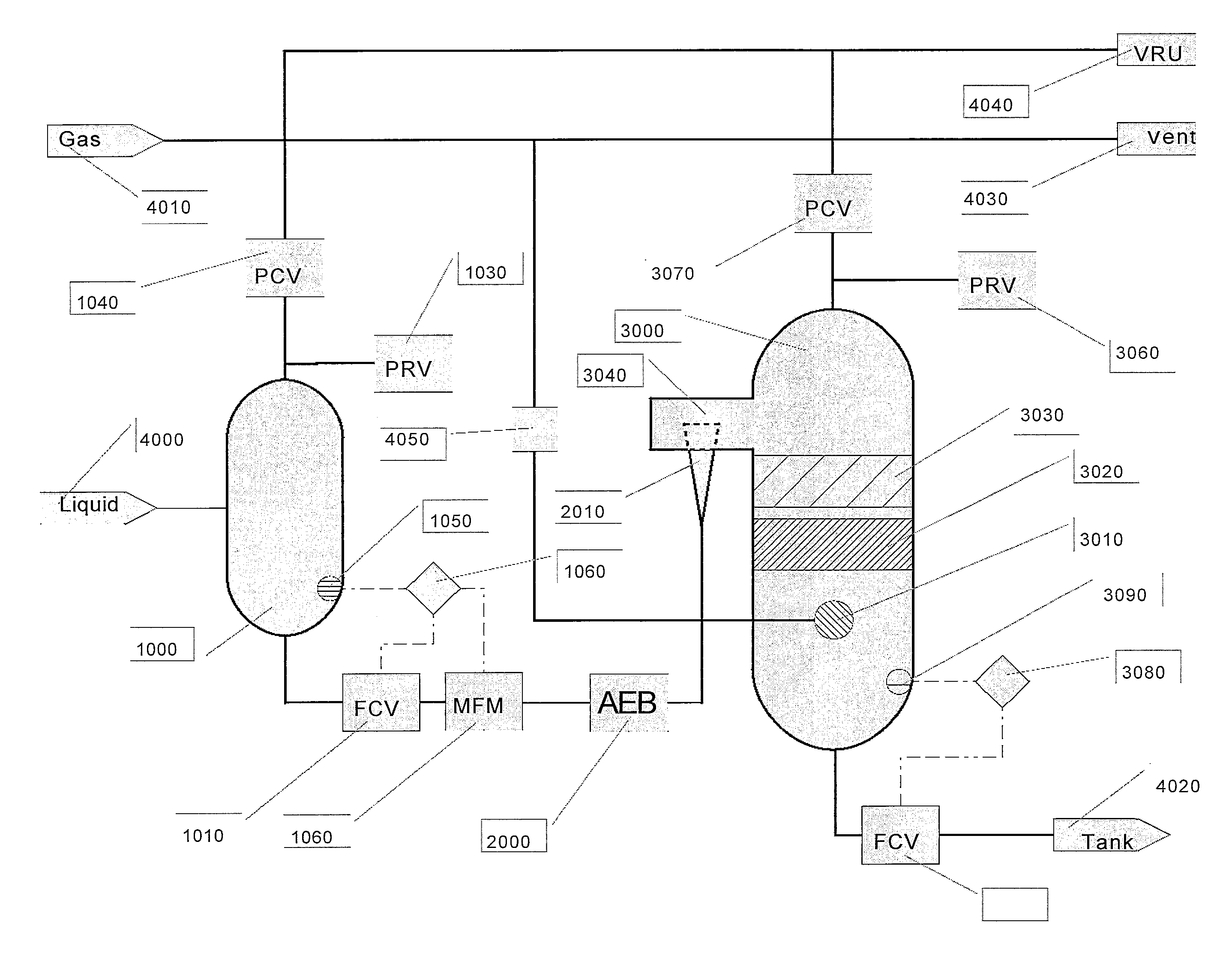 Process and Apparatus for In-line Degassing of a Heterogeneous Fluid using Acoustic Energy