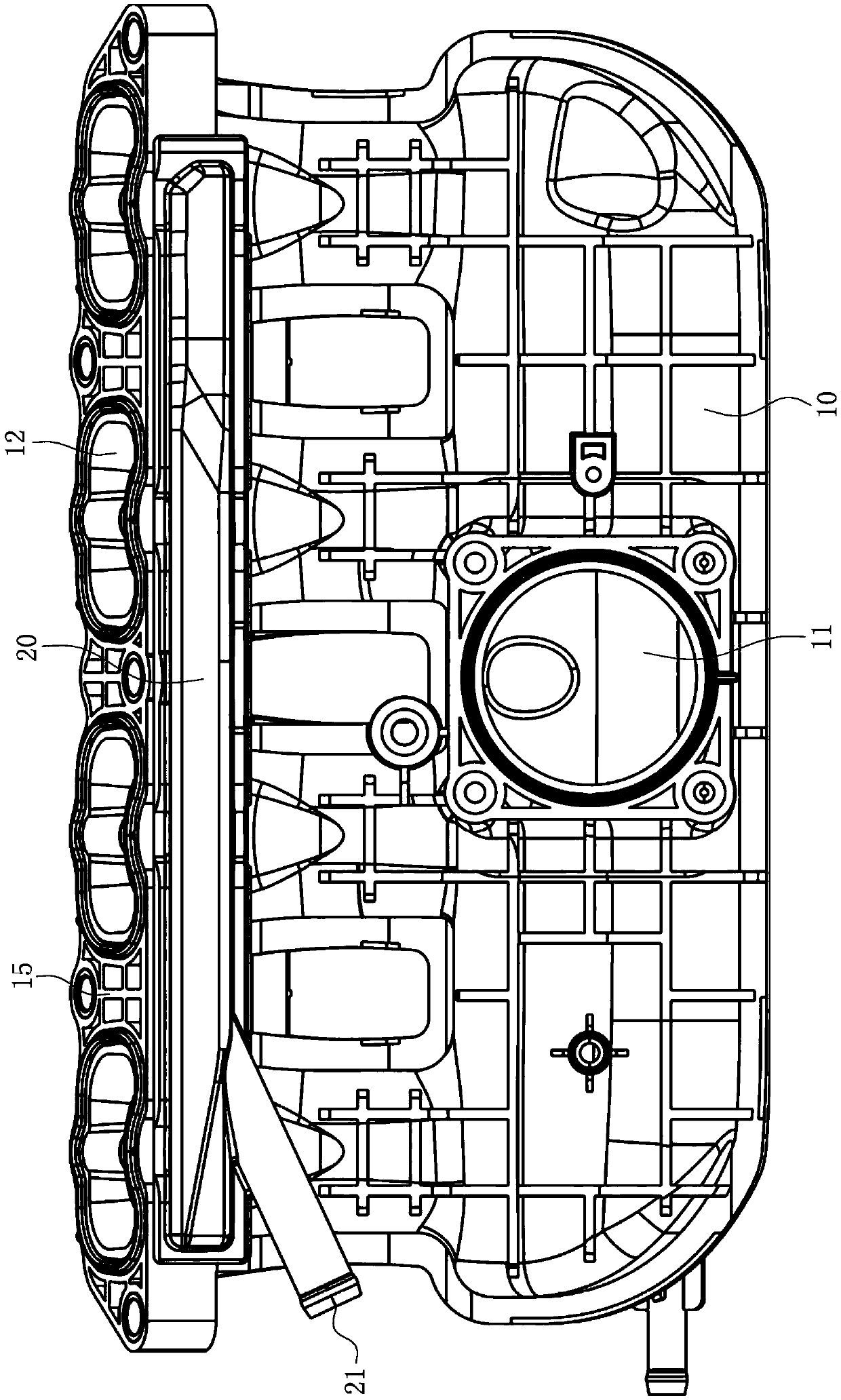 Intake manifold that directs crankcase ventilation gases