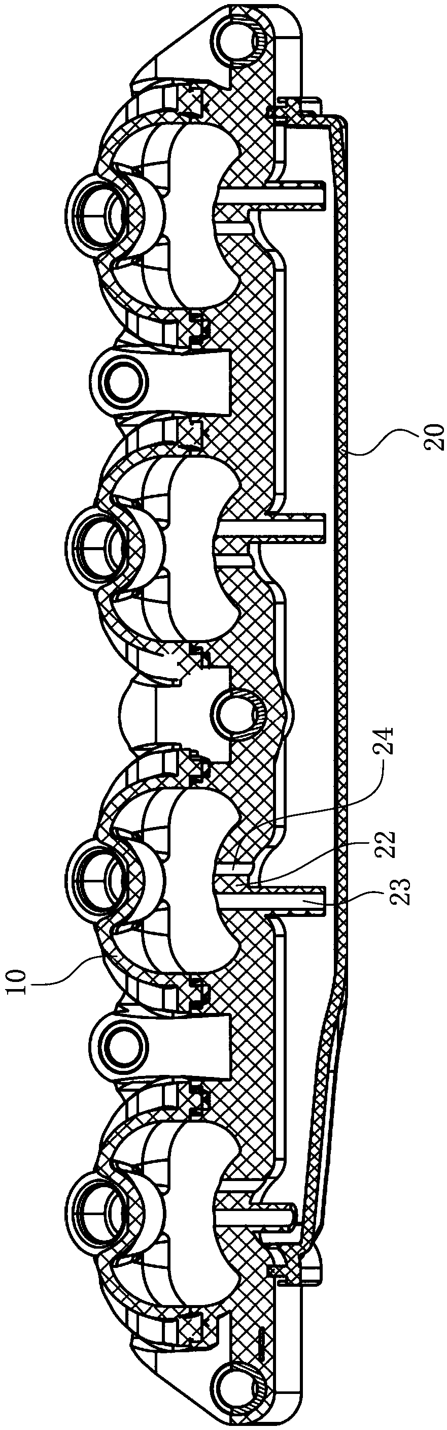 Intake manifold that directs crankcase ventilation gases
