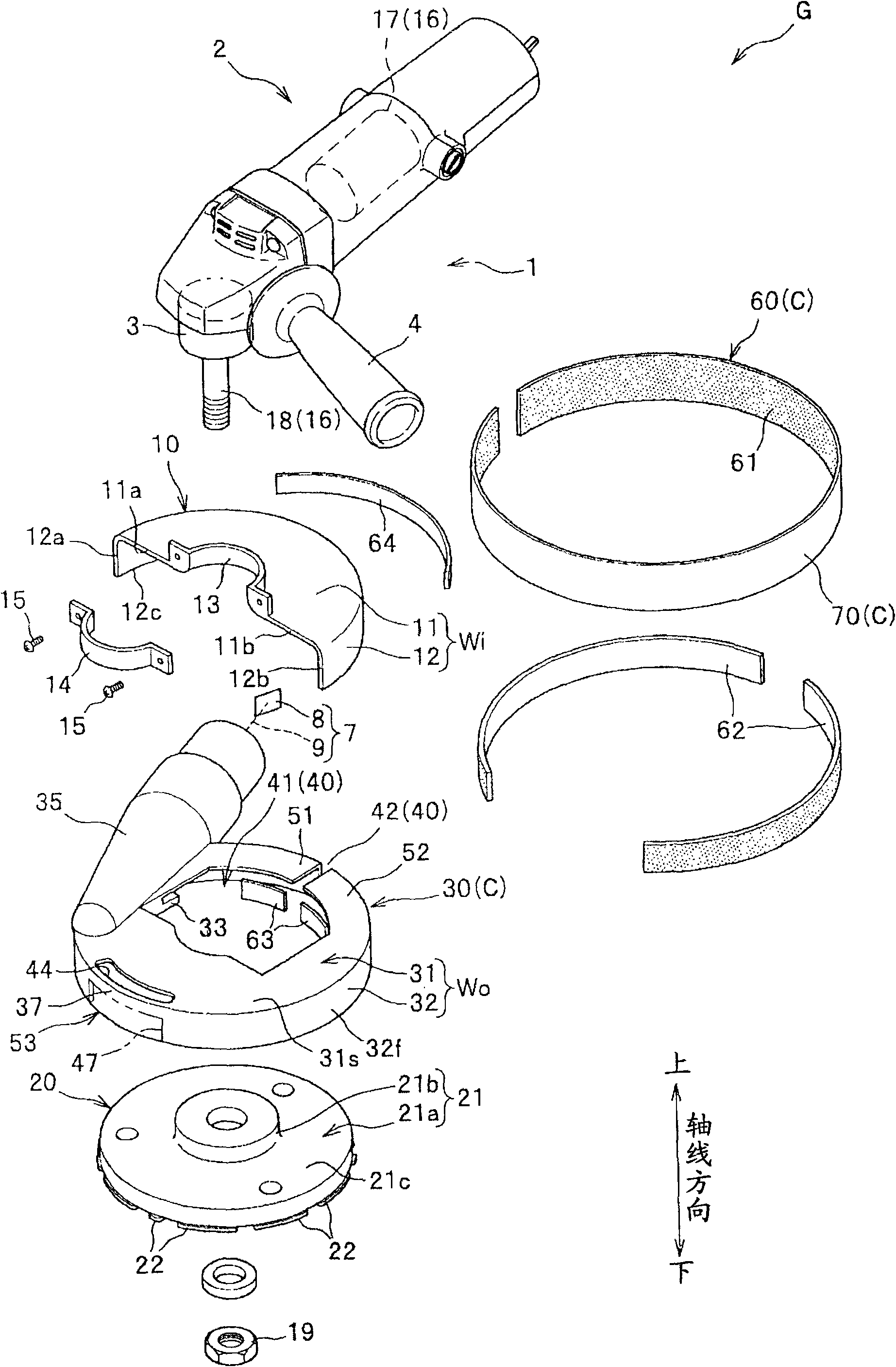 Dust cover configuration body, grinding device and cutting device