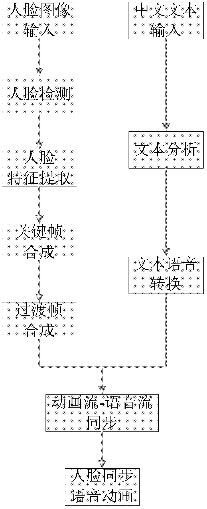 Method for processing face and speech synchronous animation based on Chinese text drive