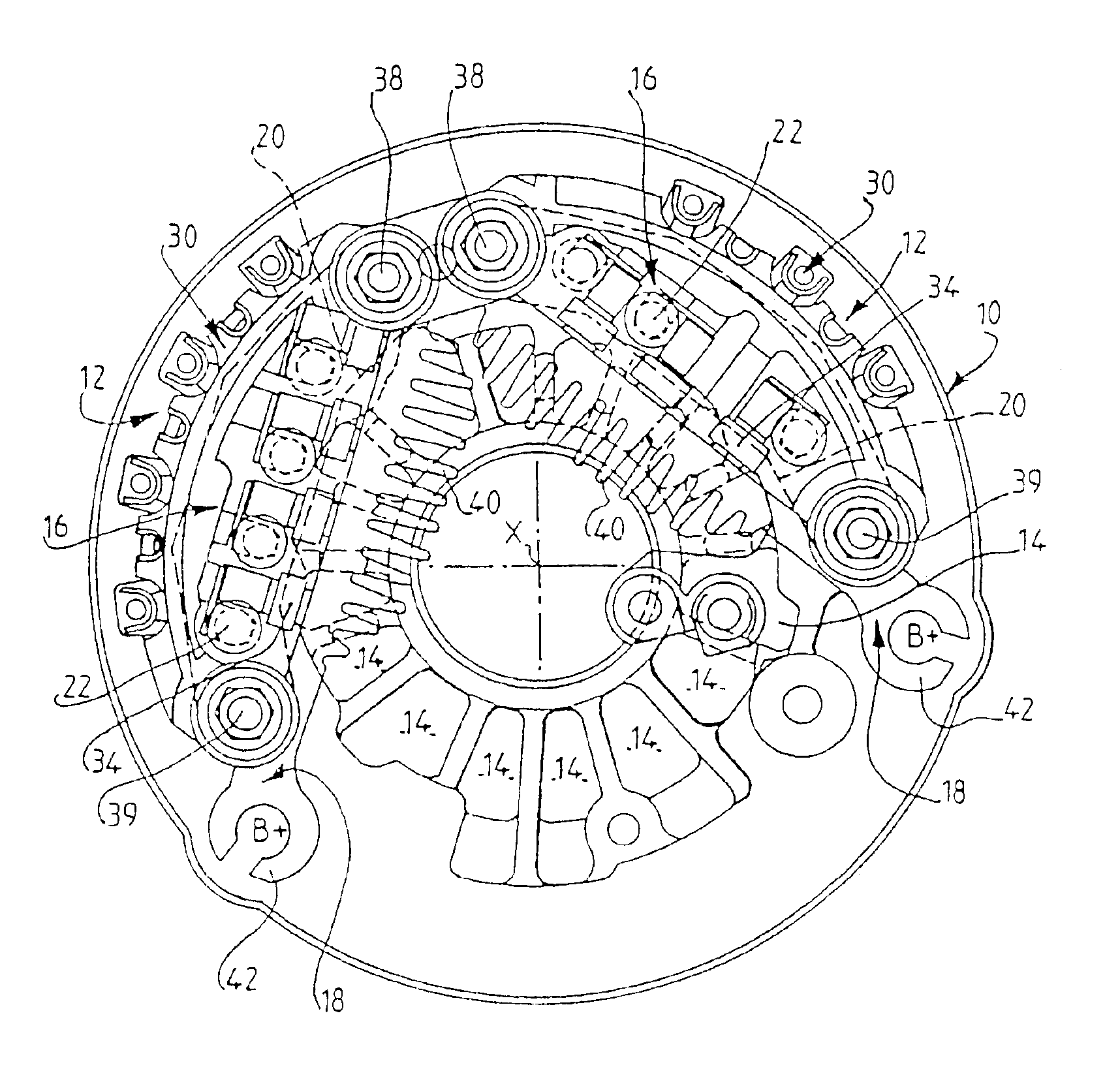 Current rectifier assembly for rotating electrical machines, in particular motor vehicle alternators