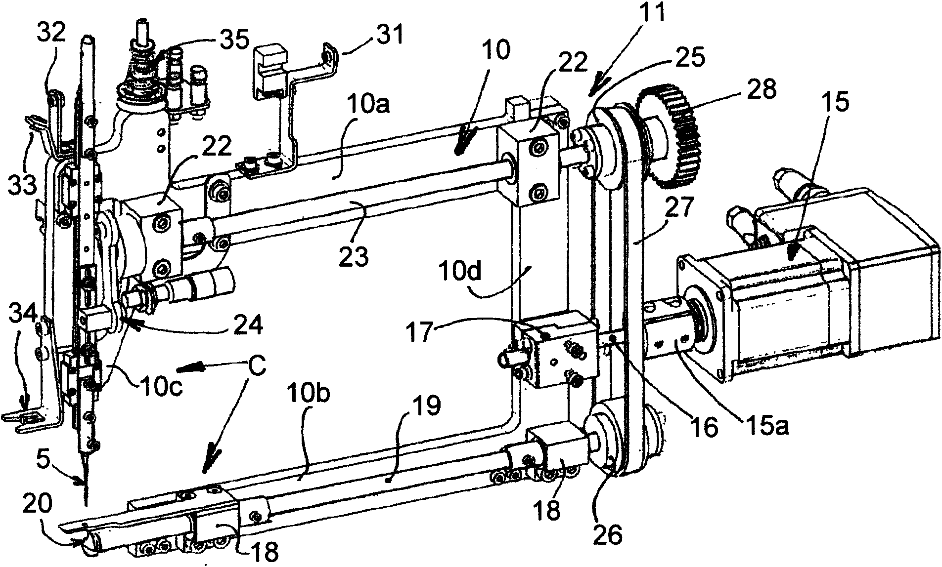 Overlock machine for assembling mesh-like laps with a transverse thread