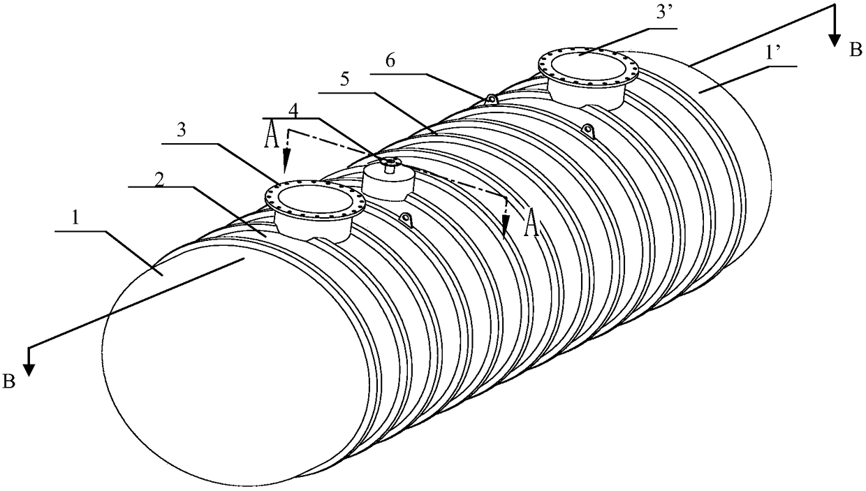 A fiber-reinforced composite material double-wall oil storage tank