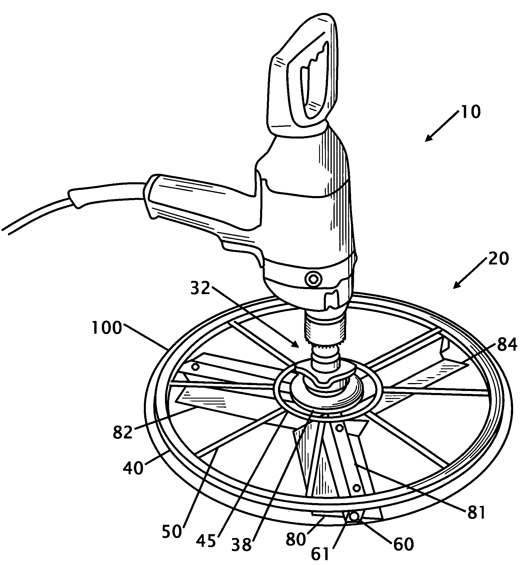 Power trowel attachment for a drill