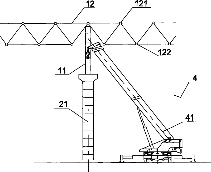 Device and method for removal construction of vertical posts positioned on lower part of large-span net rack