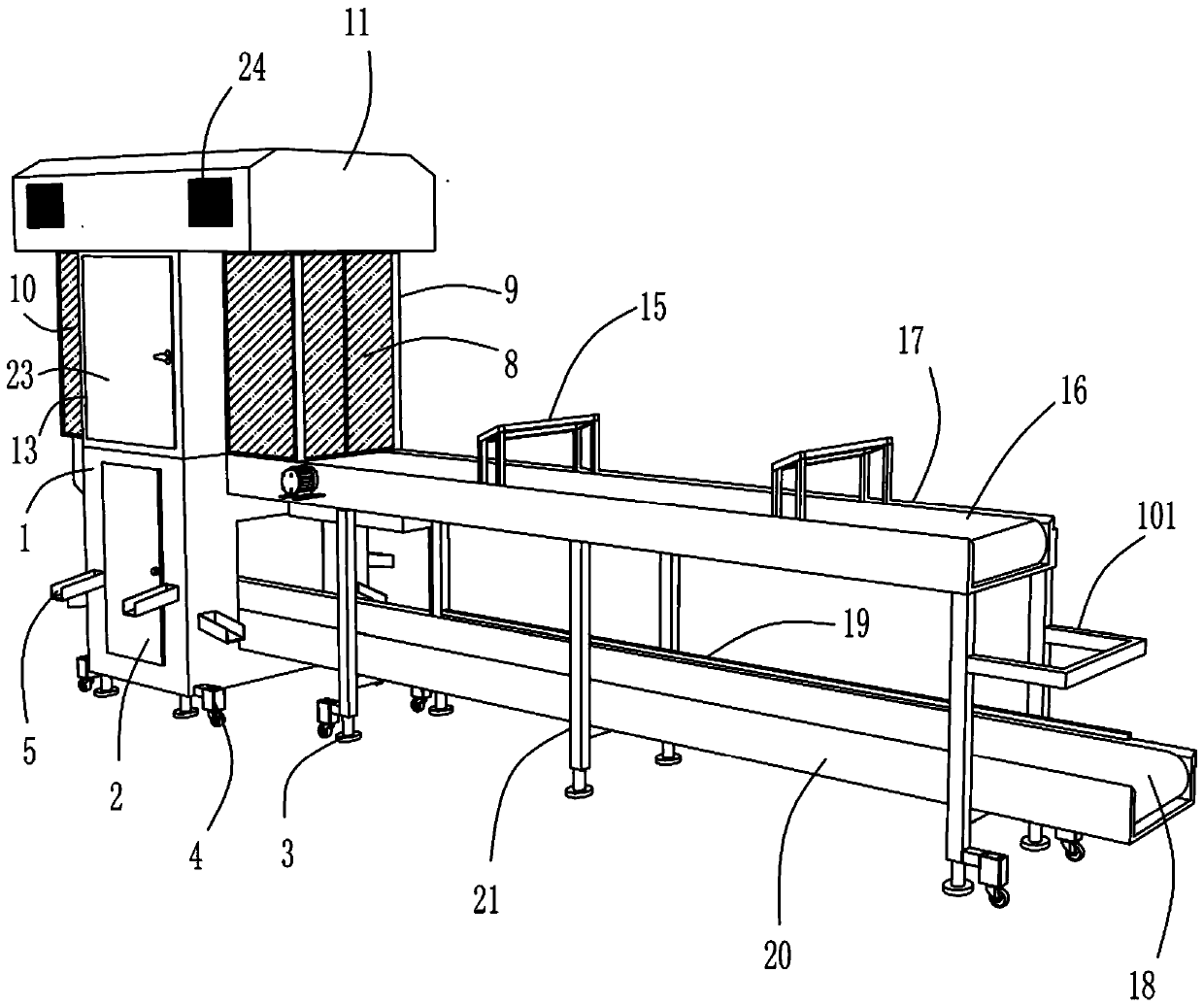 Discharging sorting machine for noise-reducing casting blank production