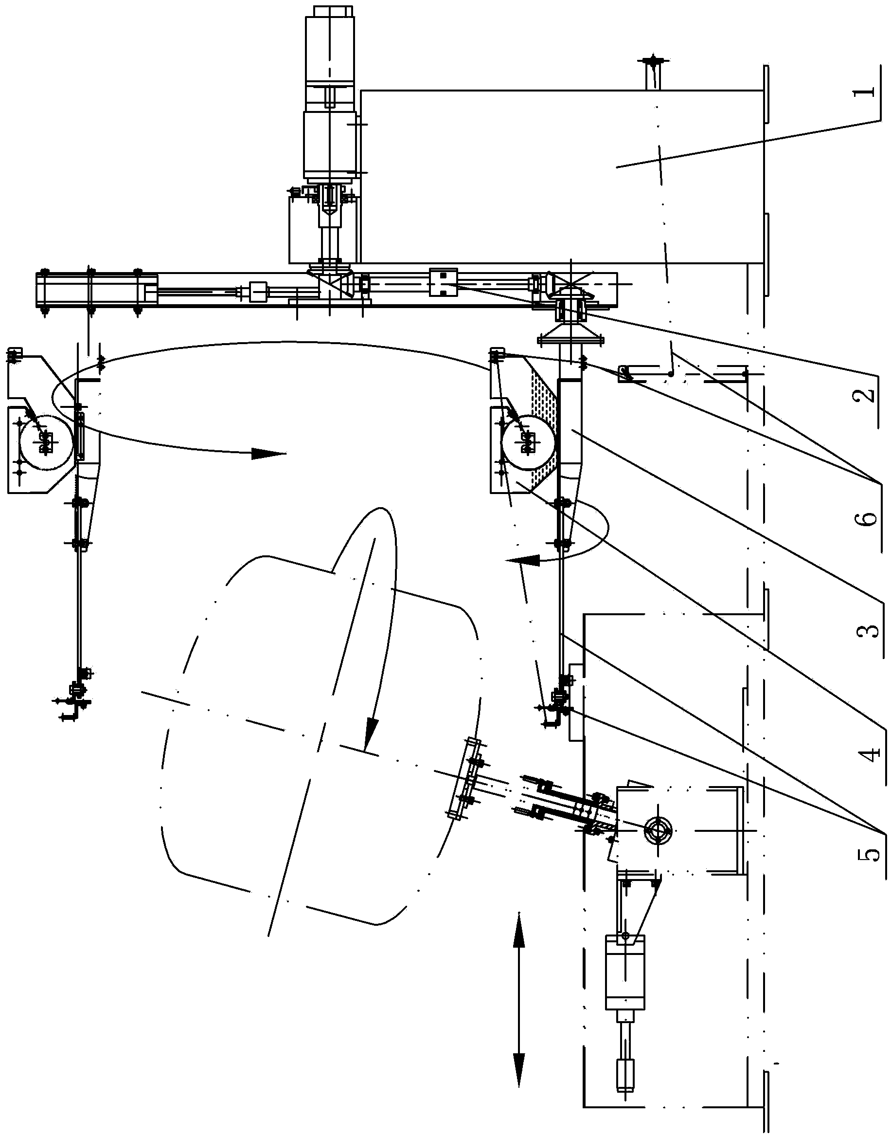 Vertical wet-process winding device