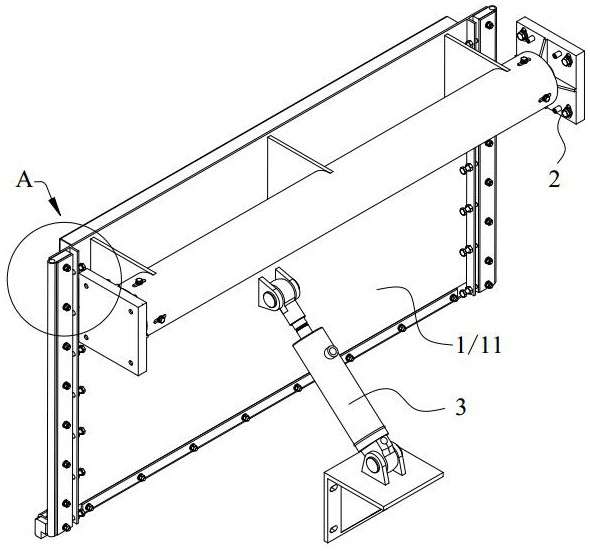 An installation structure of an adjustable sealing strip and a leakage gate