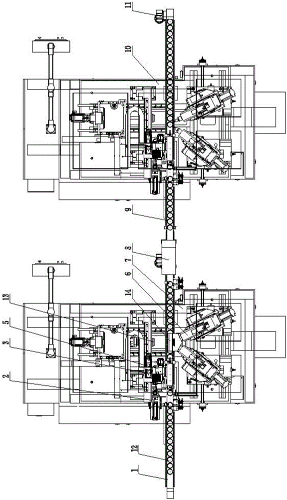 Linear feeding mechanism of double-face-chamfering continuous machining system for automobile synchronizer gear sleeve