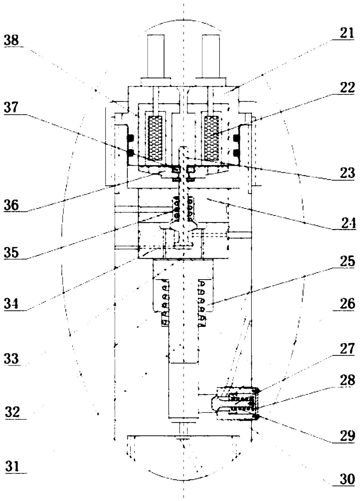 Supercharged leak-free piezoelectric control gas injection device