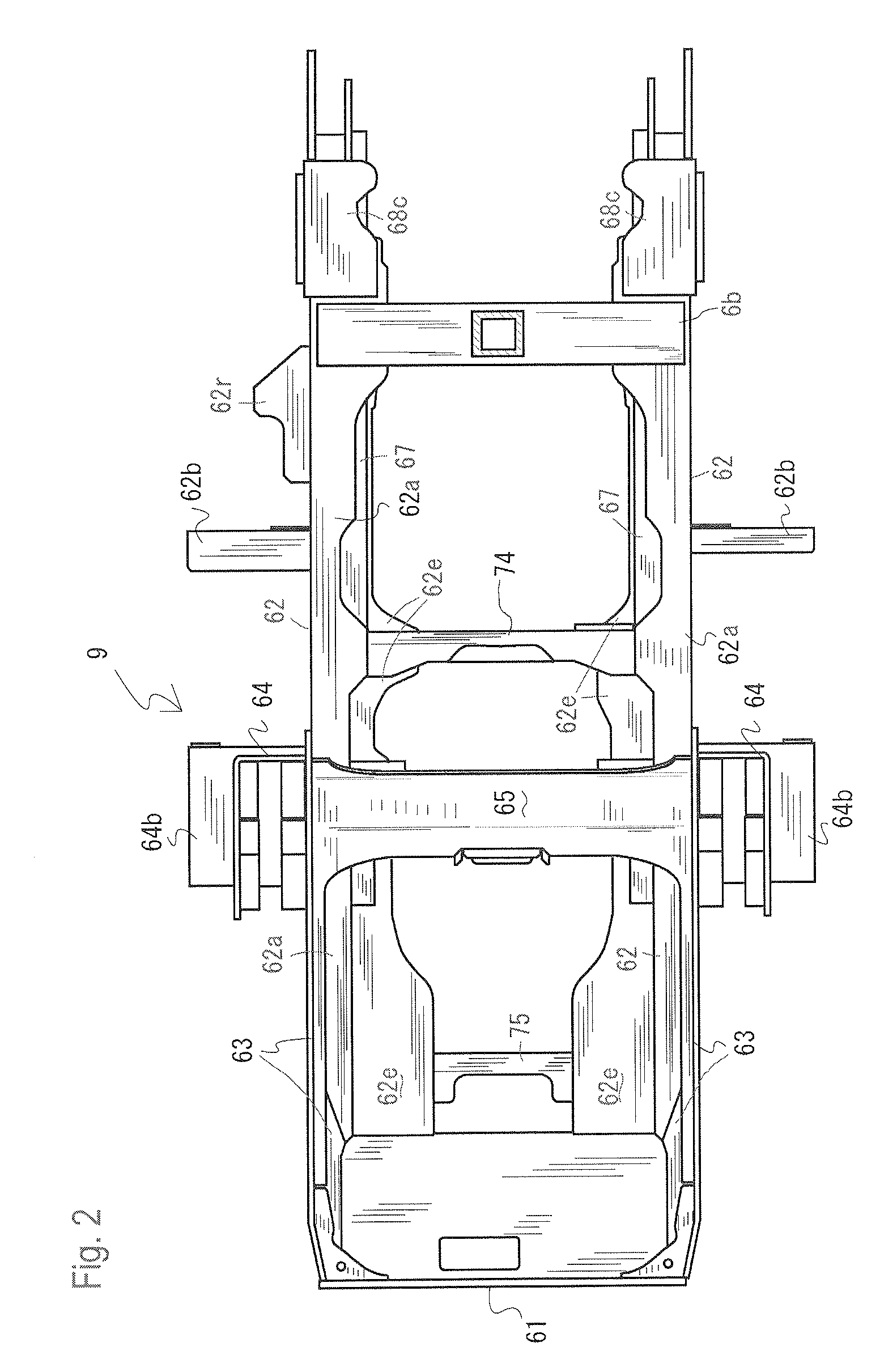 Frame structure for working vehicle