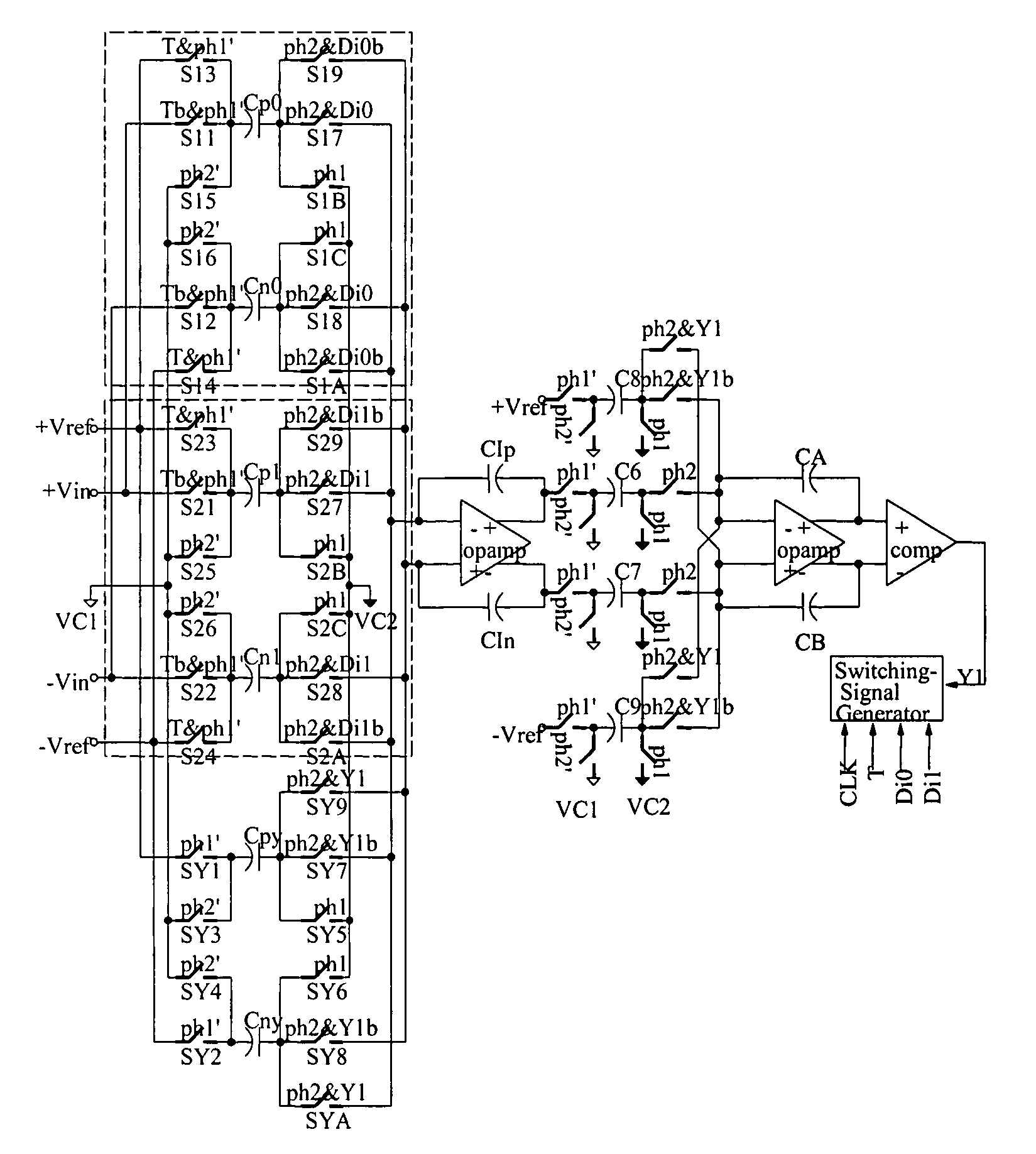Reconfigurable switched-capacitor input circuit with digital-stimulus acceptability for analog tests