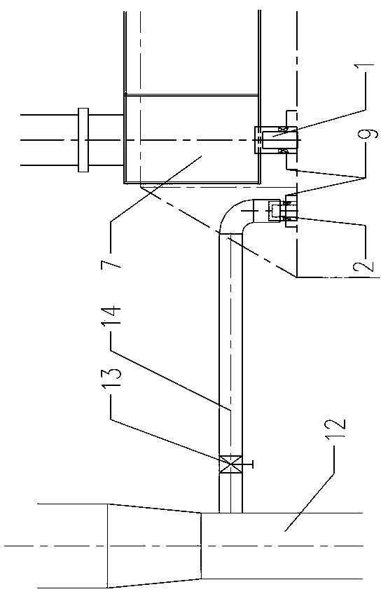 Efficient low-pollution W-shaped flame boiler OFA (over fire air) device and method