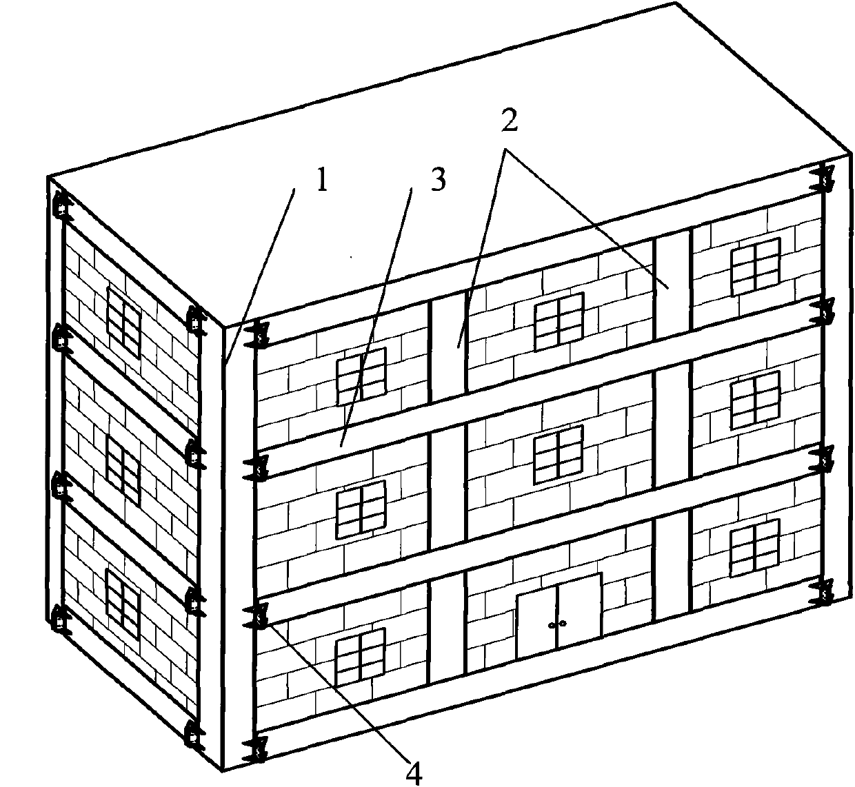 Method for carrying out earthquake-resistance and strengthening on traditional masonry structure by using steel parts